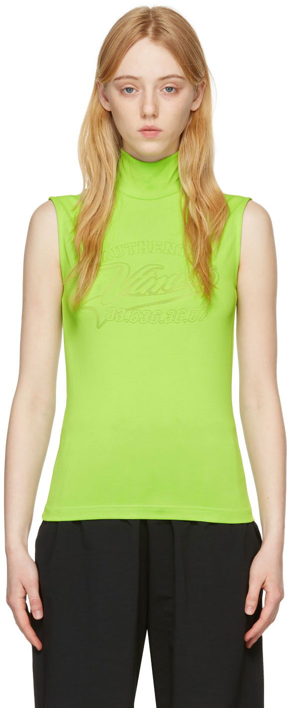 Linne VETEMENTS VTMNTS Viscose Sleeveless Turtleneck Top Grön | VL12TR520G