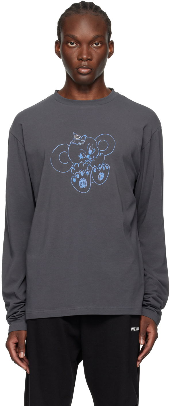 T-shirt We11done Monster Long Sleeve Graphic T-Shirt Grå | WD-TT2-24-757-U-CH
