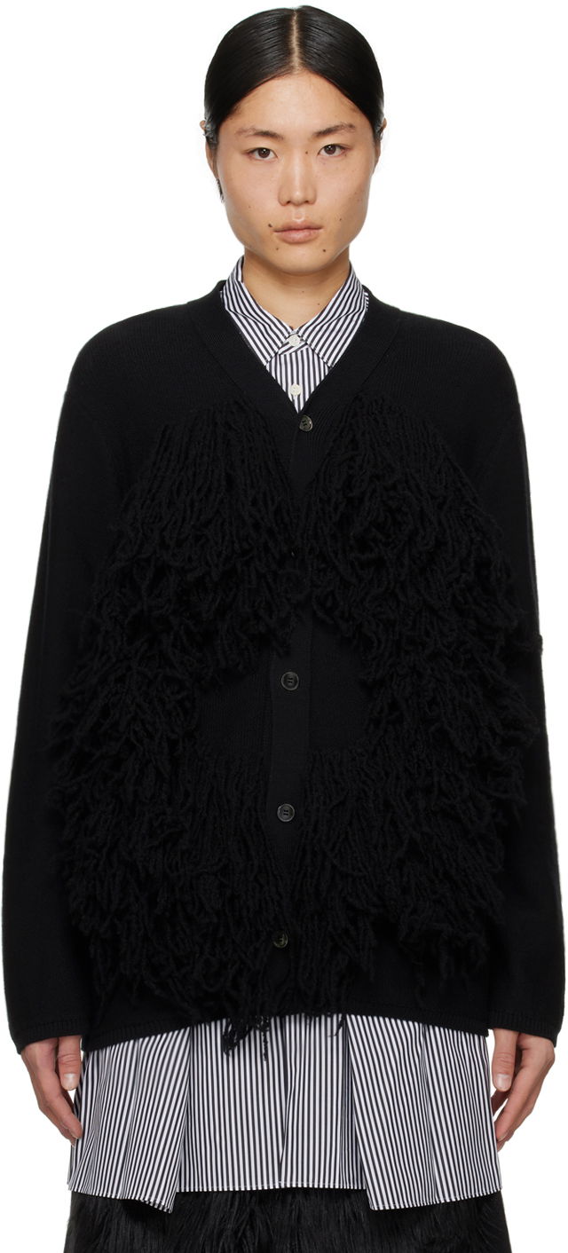 Sweater Comme des Garçons Fringe Cardigan Svart | PL-N006-051-1-2