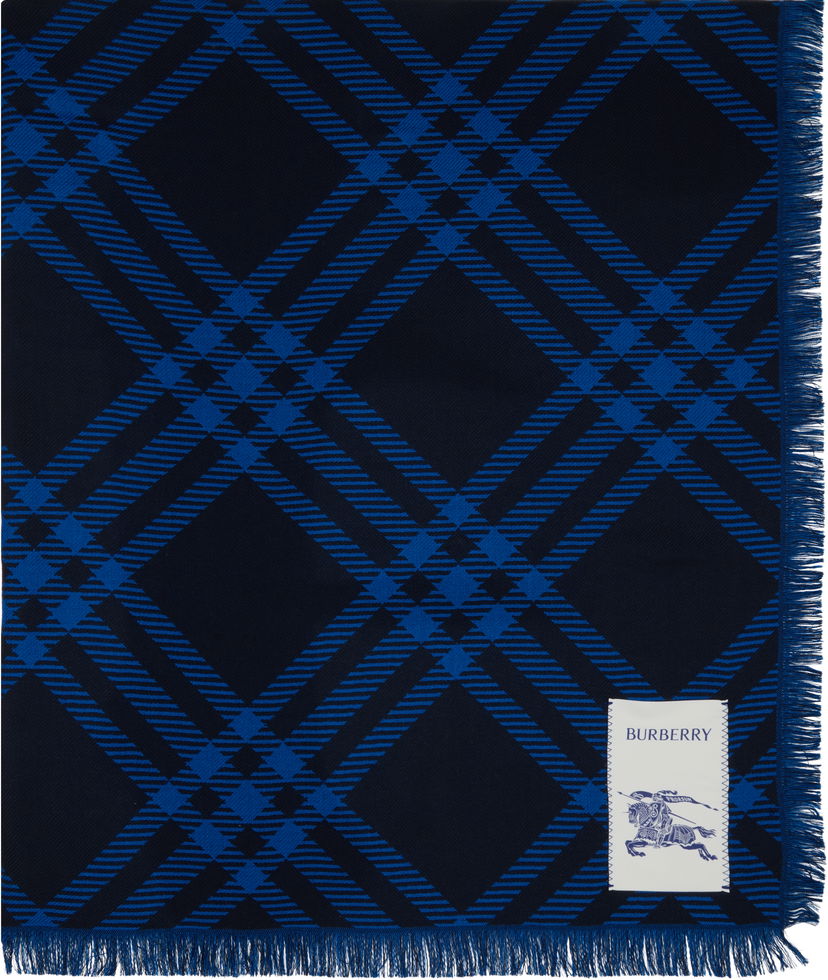 Halsduk Burberry Burberry Wide Check Wool Silk Scarf Blå | 8110161