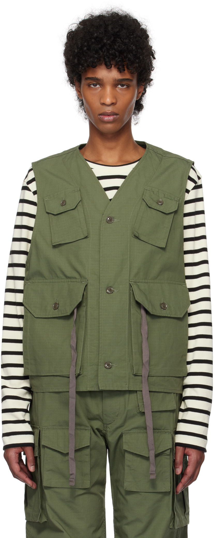 Väst Engineered Garments Engineered Garments C-1 Field Vest Grön | 25S1C010