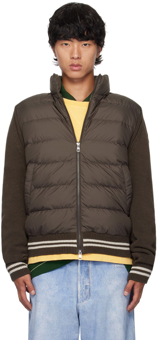 Jacka Moncler Brown Paneled Down Cardigan Brun | J20919B00001M1509, 0