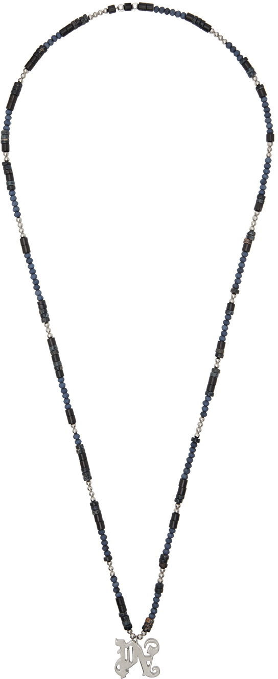 Halsband Palm Angels Navy 'PA' Monogram Necklace Mörkblå | PMOB122F24MAT0011072
