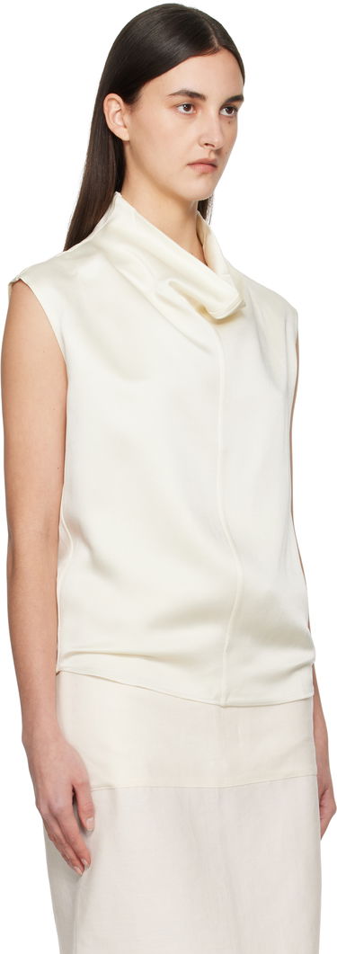 Linne TOTEME TOTEME Sleeveless Funnel Neck Blouse Vit | 251-WRT0460-FB0344, 1