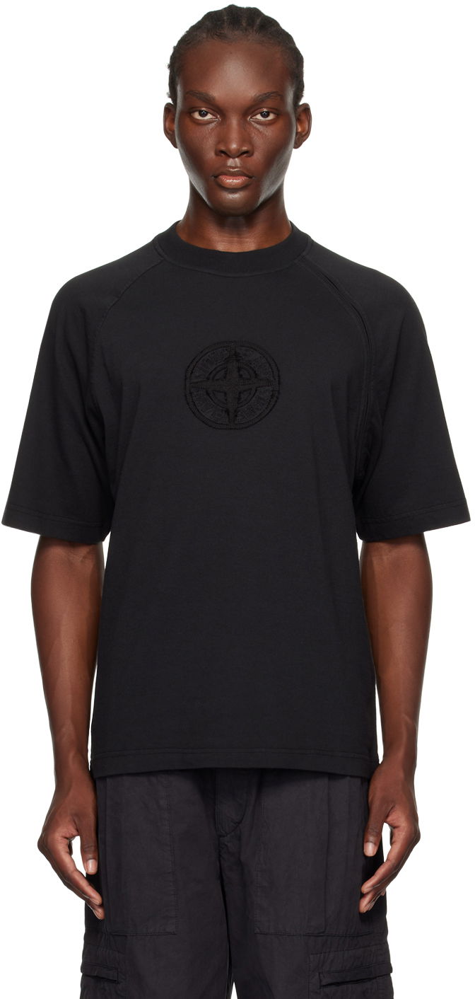 T-shirt Stone Island Black Organic Cotton T-Shirt Svart | 8115201M1