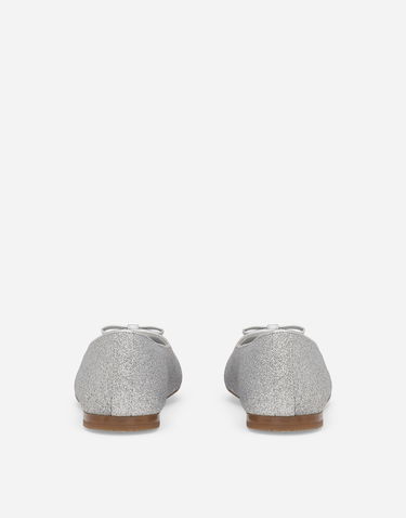 Sneakers och skor Dolce & Gabbana Glittery Fabric Ballet Flats With Bow And Dg Logo Metallisk | D11300AA74580998, 2