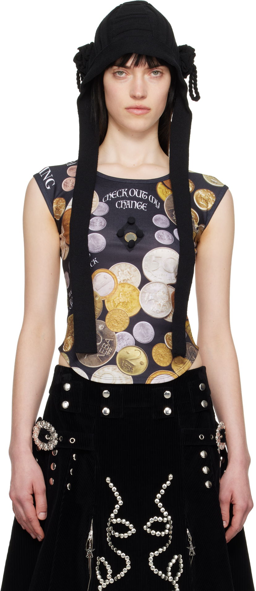 Kjol Chopova Lowena Chopova Lowena Angelica Coin Print Short Sleeve Top Svart | 2302