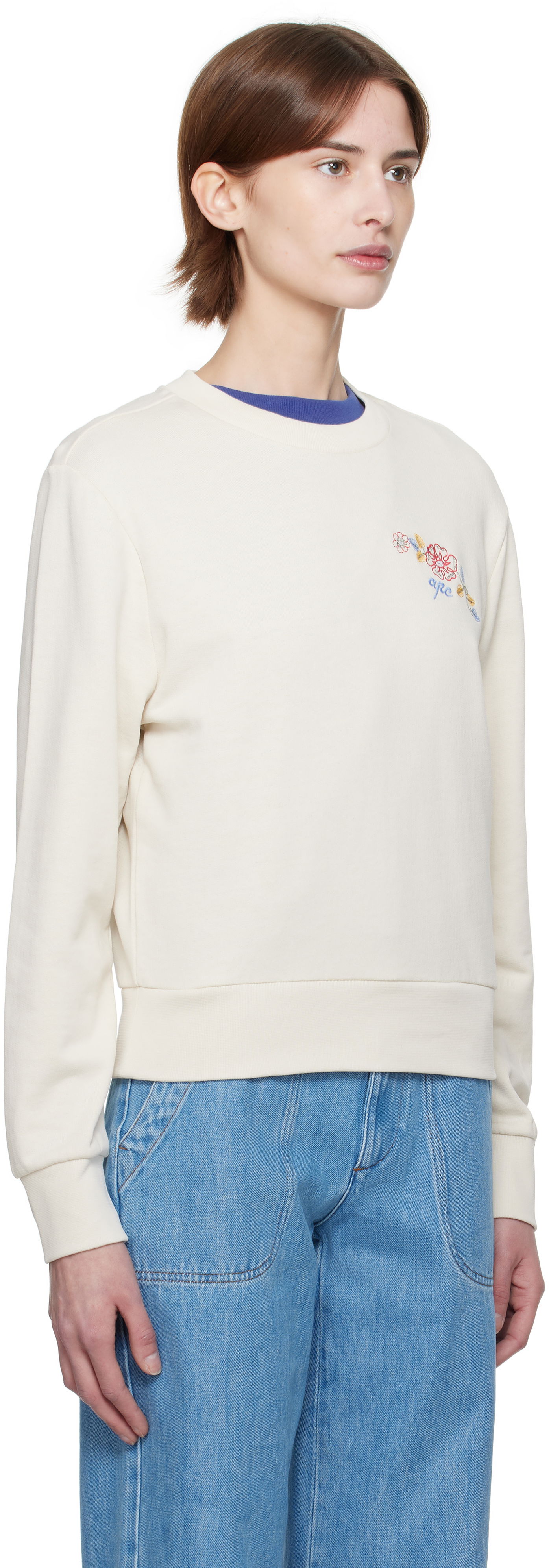 Sweater A.P.C. A.P.C. Evelyn Embroidered Sweatshirt Vit | COHHA-F27981, 1