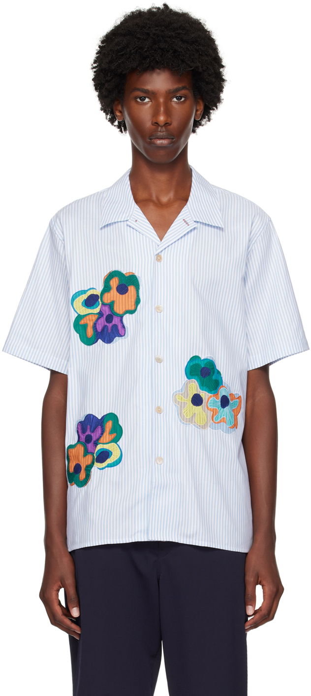 Skjorta Paul Smith PS Paul Smith Striped Flowers Appliquéd Shirt Blå | M2R-695UP-N22097-41