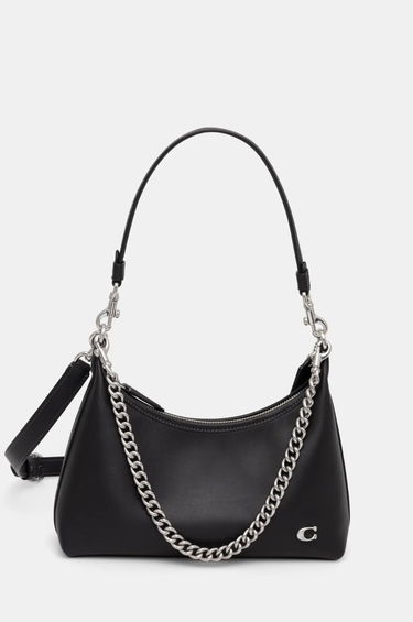 Axelväska Coach Leather Shoulder Bag with Chain Strap Svart | CW640, 0