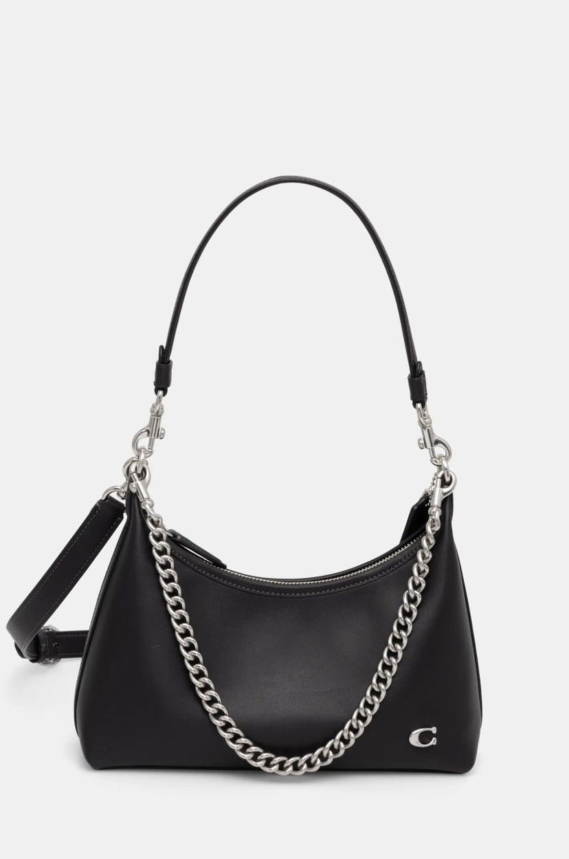 Axelväska Coach Leather Shoulder Bag with Chain Strap Svart | CW640