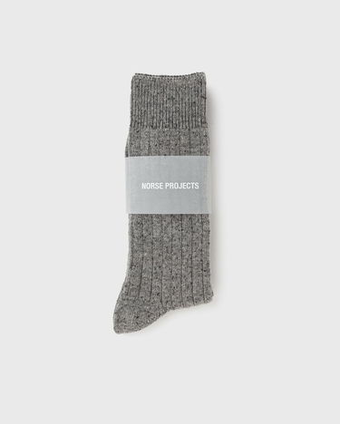 Strumpor NORSE PROJECTS Bjarki Neps Wool Rib Sock Grå | N82-0008-1500, 0
