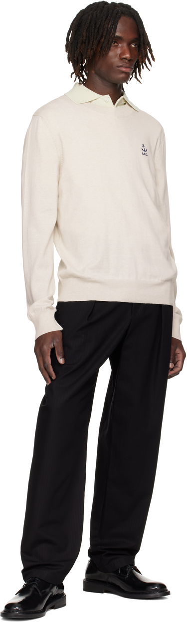 Sweater A.P.C. A.P.C. Gabin Anchor Logo Knit Sweater Beige | COGDK-H23412, 3