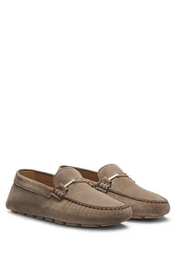 Kläder och accessoarer BOSS Suede Moccasins with Driver Outsole Beige | 50548657