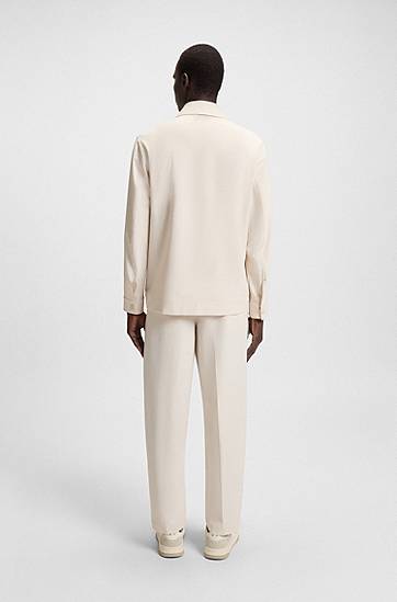 Skjorta BOSS Relaxed-Fit Performance-Stretch Overshirt Vit | 50543565, 1