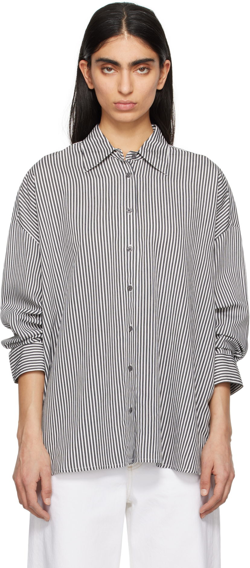 Skjorta AGOLDE AGOLDE Roux Striped Button-Down Shirt Vit | A7354-1790