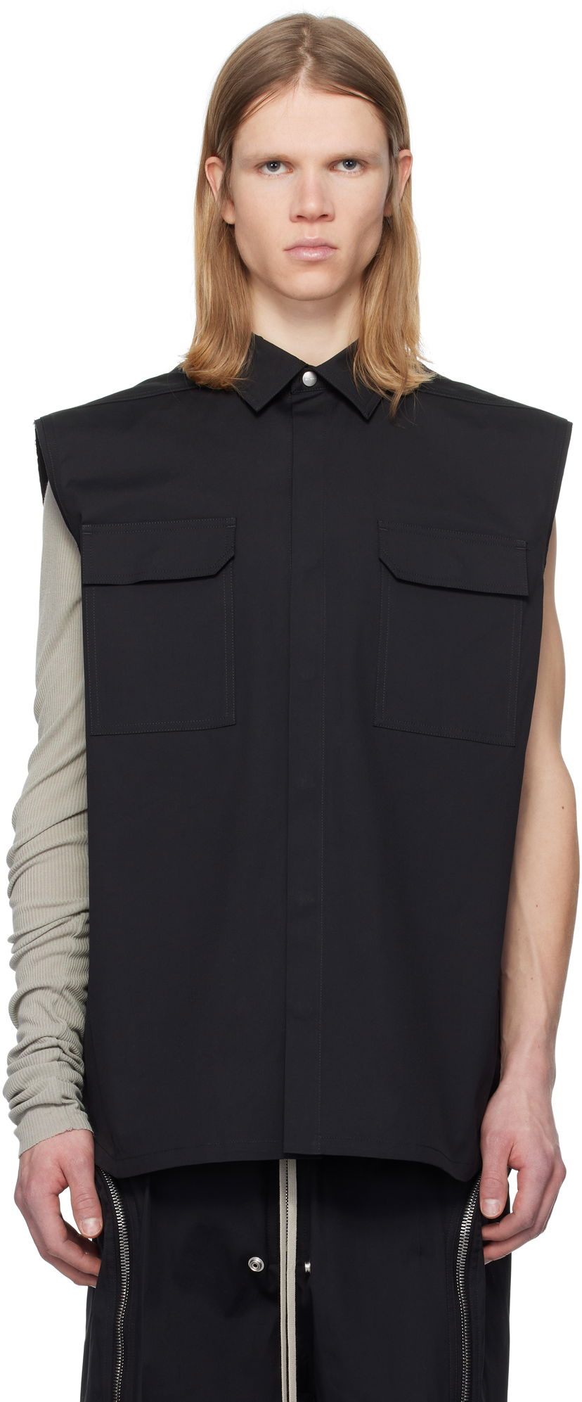 Skjorta Rick Owens Rick Owens Hollywood Jumbo Sleeveless Shirt Svart | RU01E5239 TE