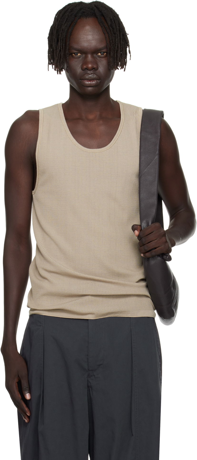 Linne LEMAIRE Lemaire Debardeur Ribbed Tank Top Beige | TO1465 LK1032