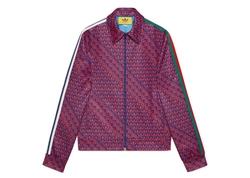 Jacka Gucci adidas x Double G and Trefoil Print Jacket Blue/Red Purpur | 692112 XJEKV 4711