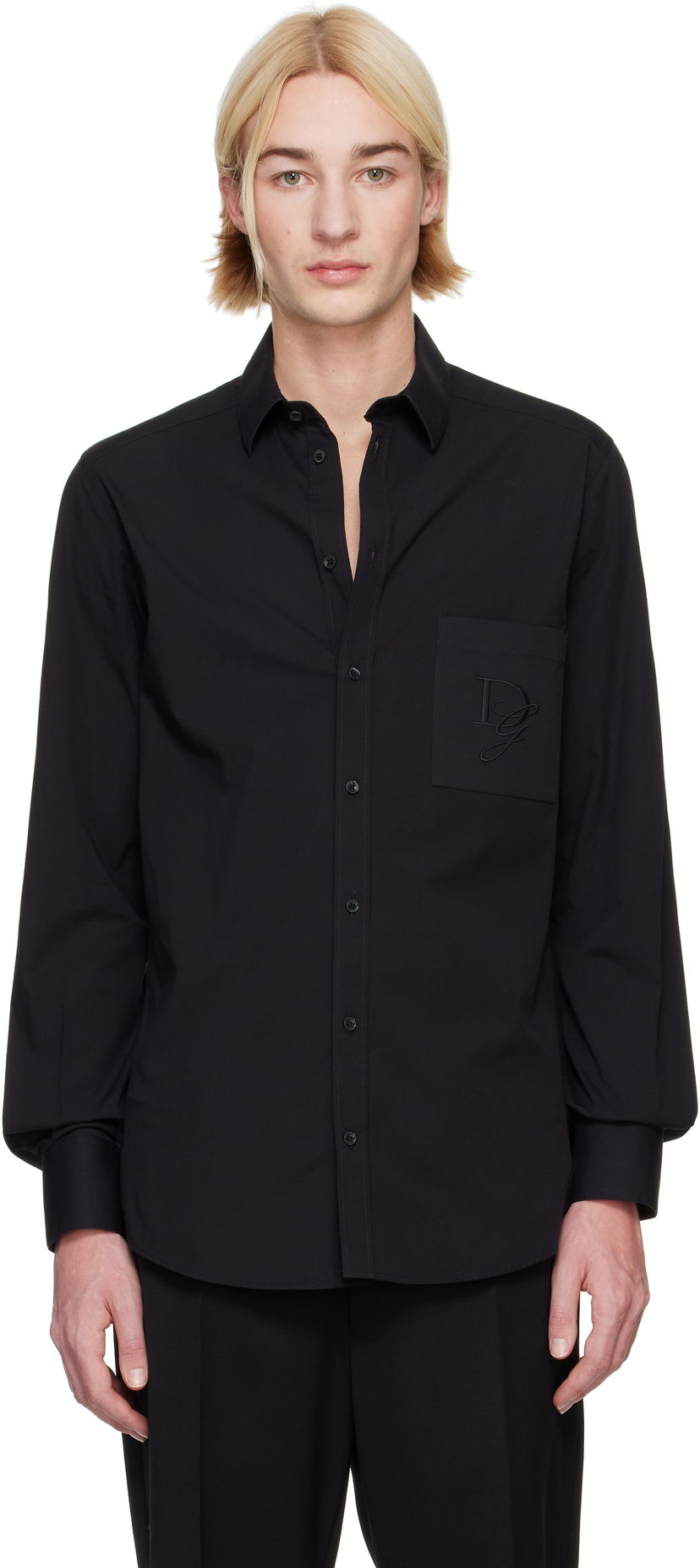 Skjorta Dolce & Gabbana Dolce&Gabbana Shirt With Logo Patch Svart | G5ML0ZFU5EW