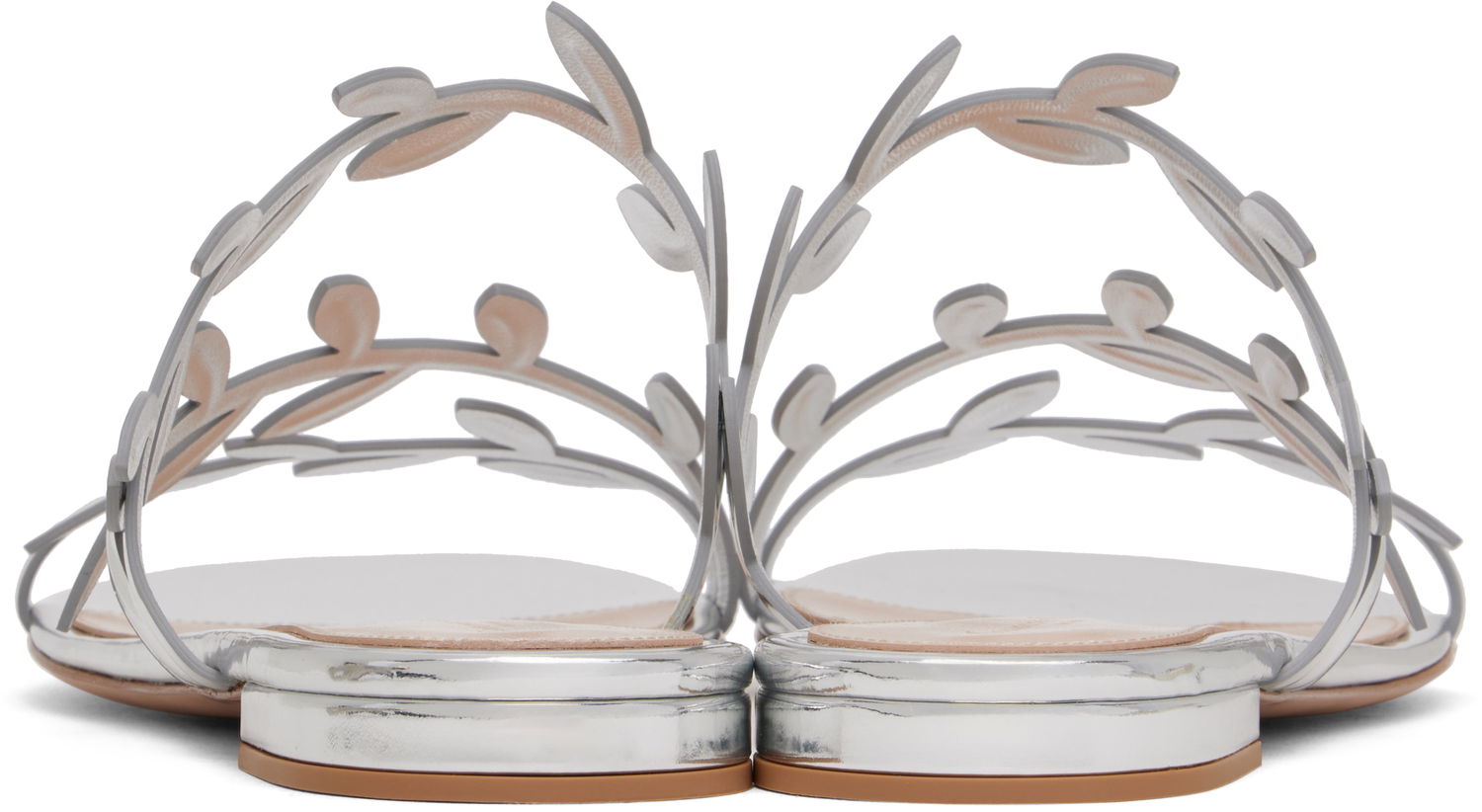 Sneakers och skor Gianvito Rossi Flavia 05 Leaf Detail Slide Sandals Metallisk | G15680-05RIC-MET, 1