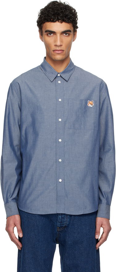 Skjorta MAISON KITSUNÉ Maison Kitsuné Fox Head Casual Shirt Blå | OM00432WC5043, 0