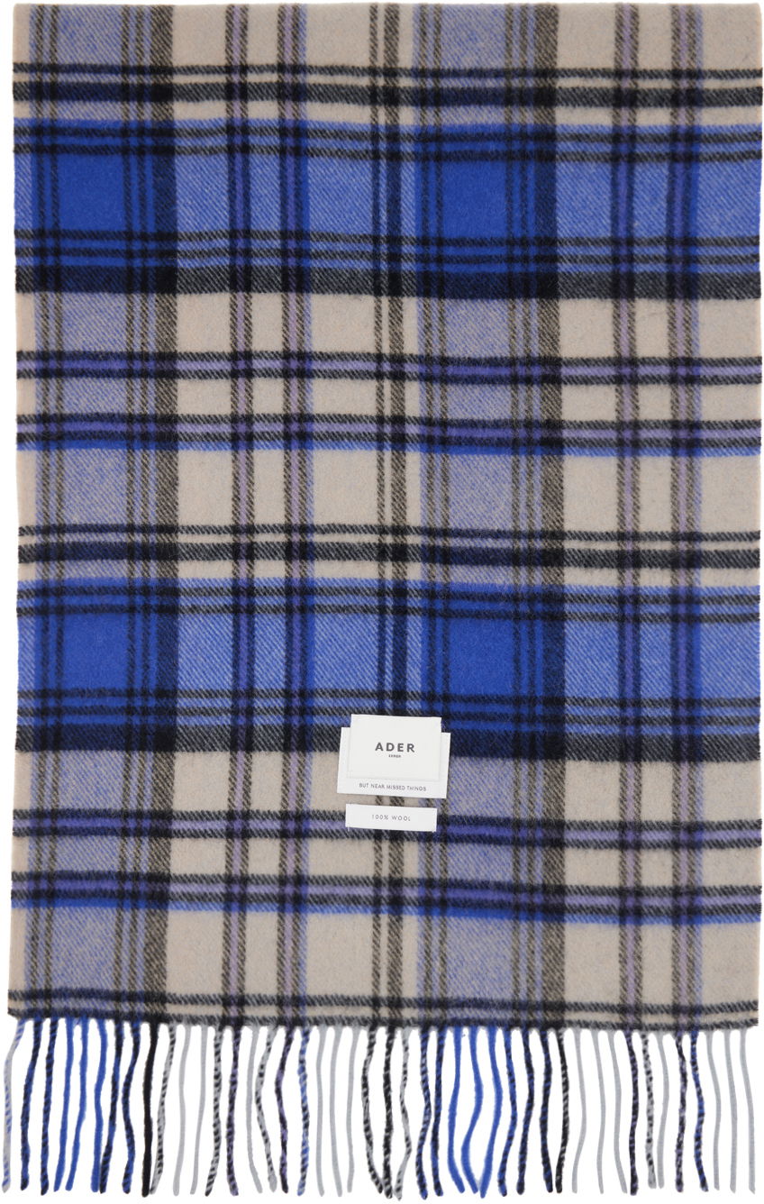 Halsduk ADER ERROR Plaid Muffler Scarf Blå | BMADFWAC0401BL, 0
