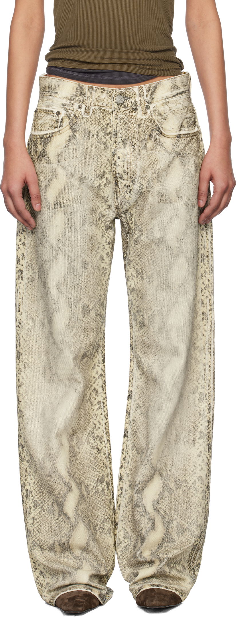 Jeans Acne Studios Acne Studios Printed Jeans Beige | AK0895-