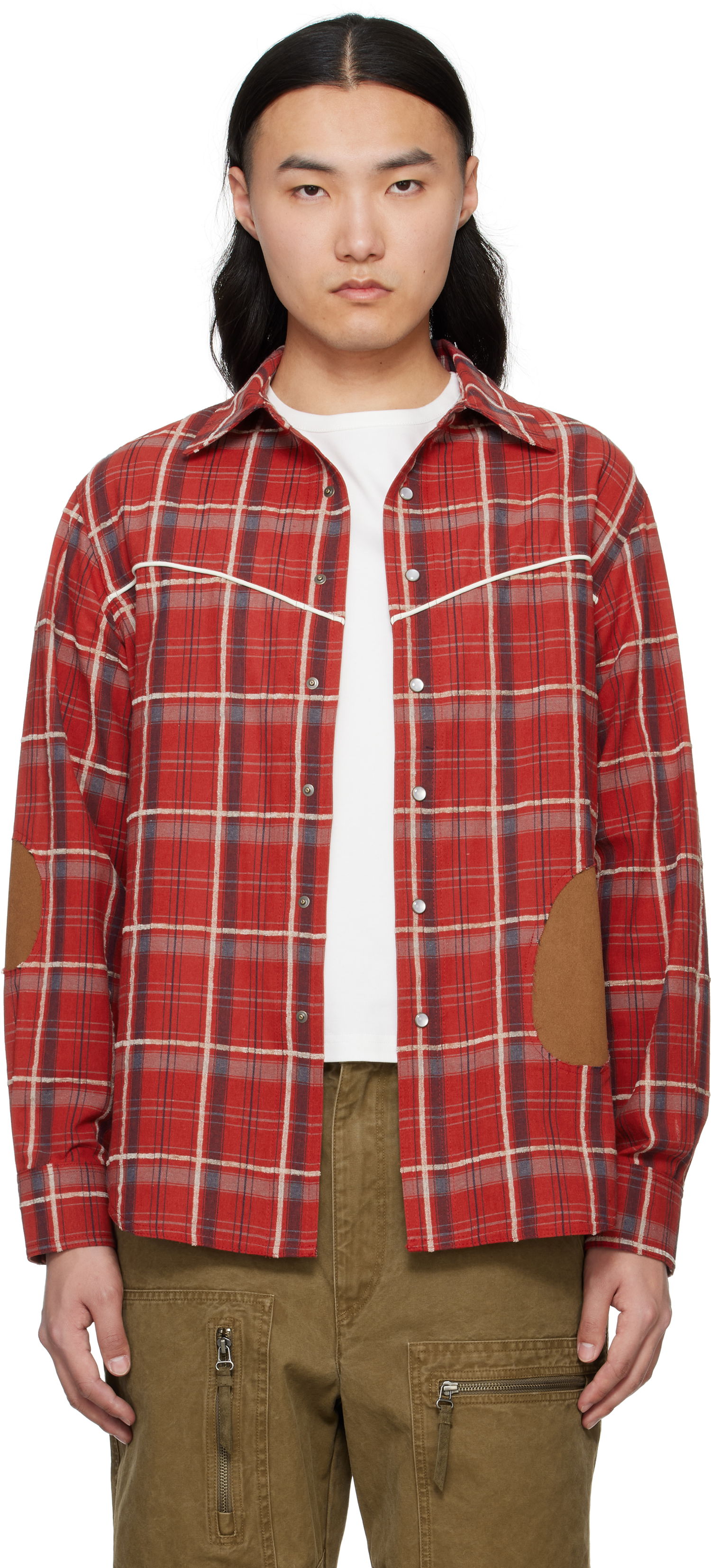 Skjorta Andersson Bell Andersson Bell Noah Patch Check Shirt Röd | atb1238m, 0