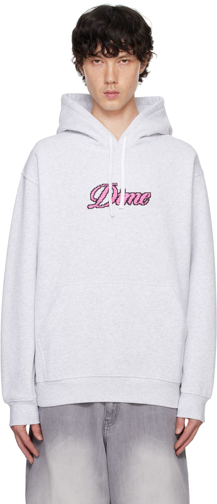 Sweatshirt Dime Gray Pixel Cursive Hoodie Grå | DIMEFA2419ASH