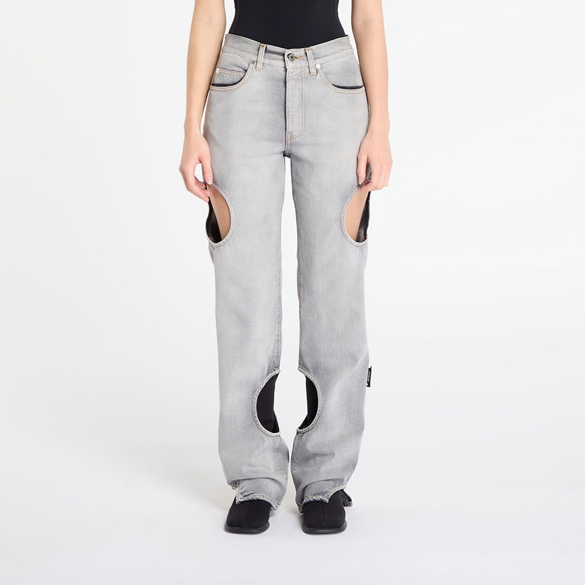 Jeans Off-White Meteor Cut-Out Straight-Leg Denim Pants Grå | OWYA06AF25DEN0011200