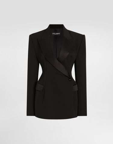Jacka Dolce & Gabbana Dolce & Gabbana Double-breasted Wool Gabardine Tuxedo Jacket Svart | F297FTFU21EN0000, 0