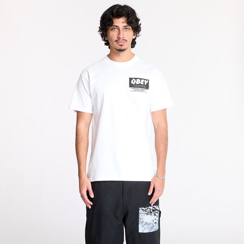 T-shirt OBEY Records T-Shirt White Vit | 165263981-WHT