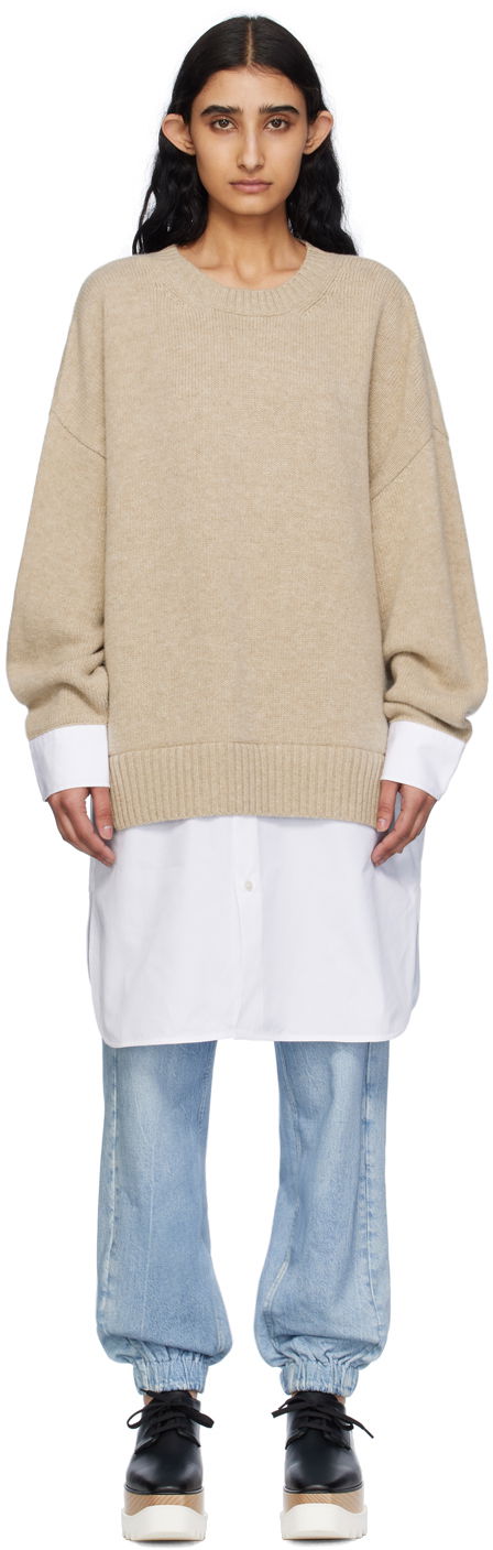 Sweater Stella McCartney Stella McCartney Women's Shirting Detail Knit Sweater Beige | 6K08363S2515