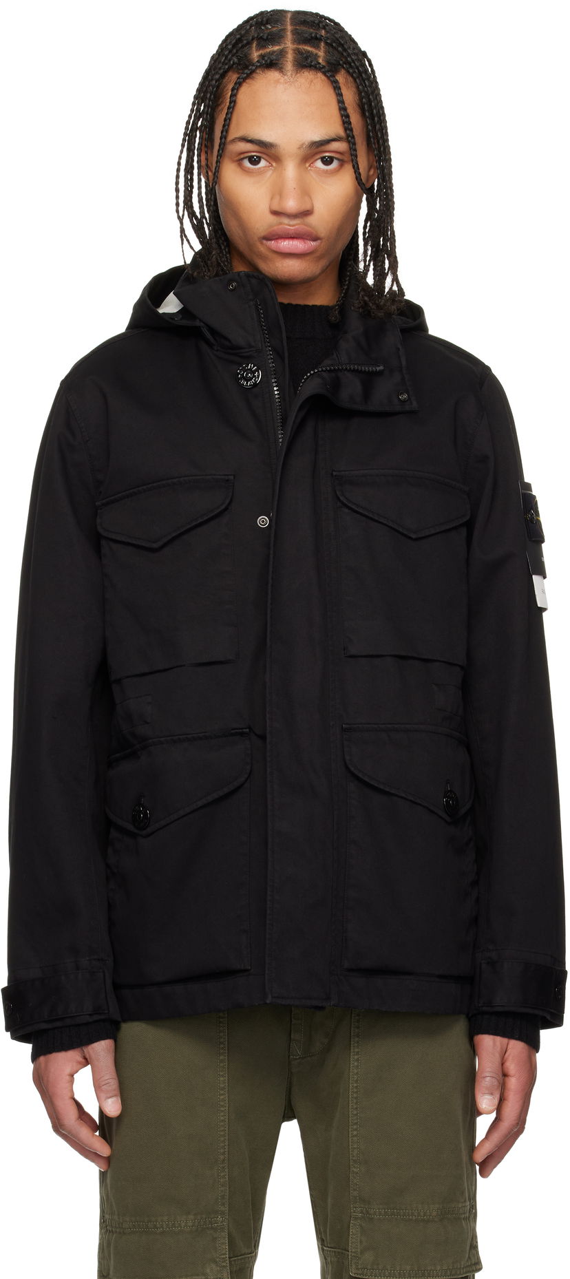 Parkas Stone Island Stone Island Field Raso Gommato 3L Jacket Svart | K1S15 4100064 S0034