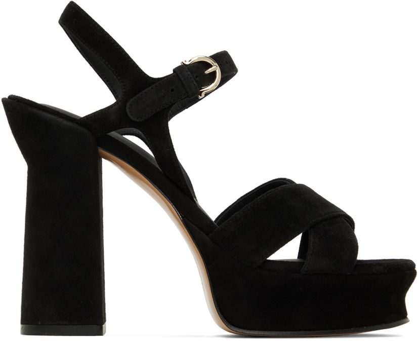 Klä FERRAGAMO Salvatore Ferragamo Sonya Heeled Suede Platform Sandals Svart | 01E555 758152