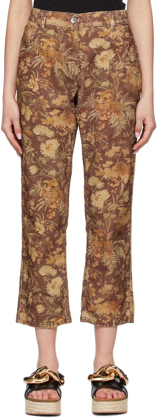 Byxor YMC YMC Floral Print Straight-Leg Jeans Brun | Q4SAQ