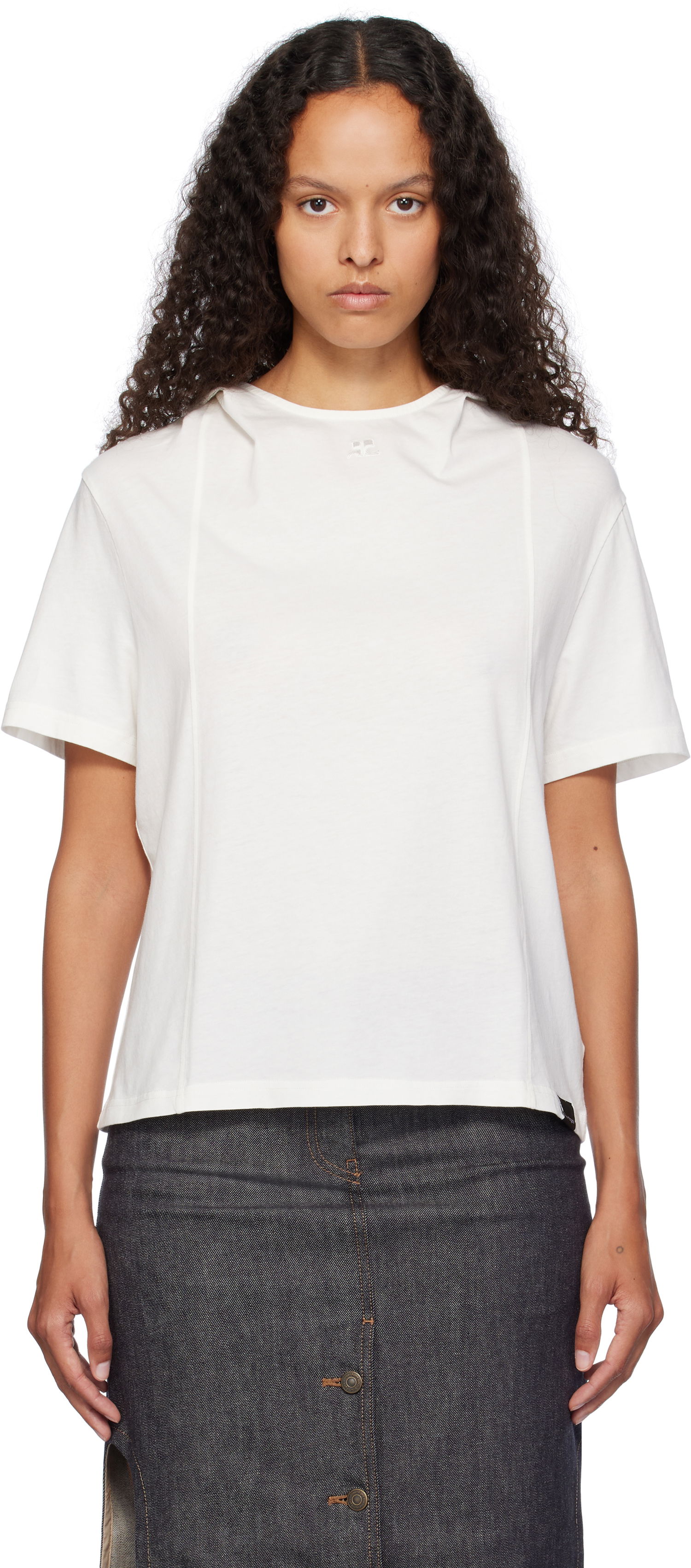 T-shirt Courrèges Short Sleeve Cropped T-Shirt Vit | 424JTS159JS0175, 0