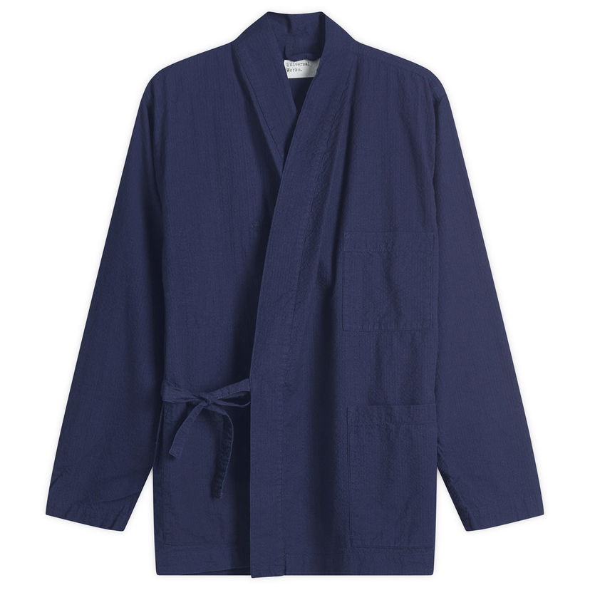 Jacka Universal Works Kyoto Work Jacket Seersucker Mörkblå | 32722-WSI