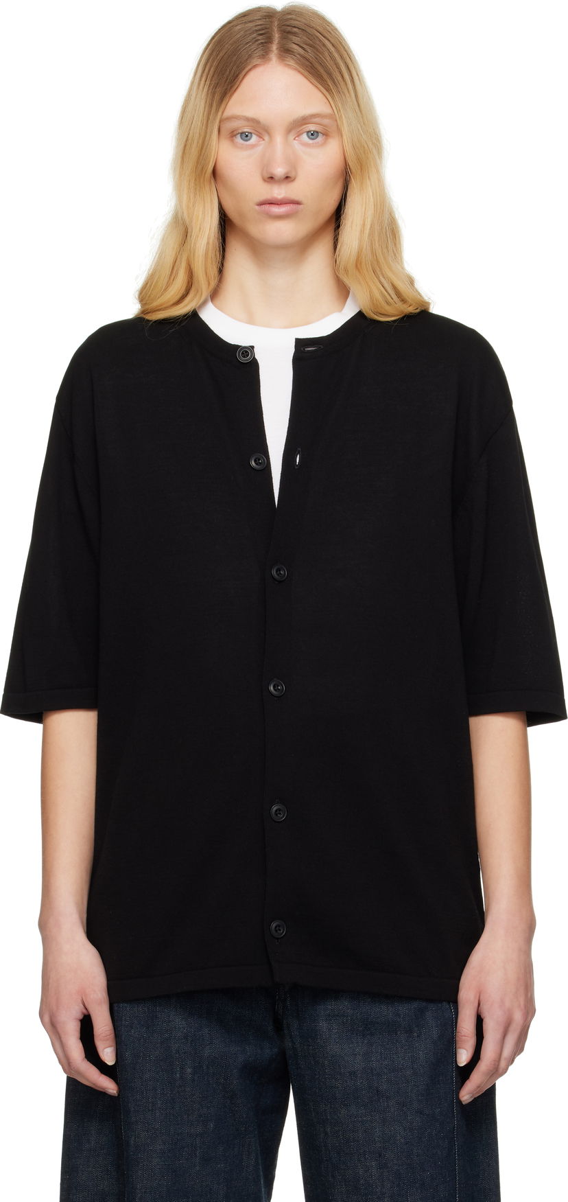 Sweater LEMAIRE Lemaire Short Sleeve Cardigan Svart | TO1371 LK1041