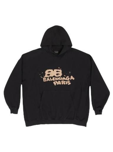 Sweatshirt Balenciaga Hand Drawn BB Icon Large Fit Hoodie Svart | 620947TNVQ11059