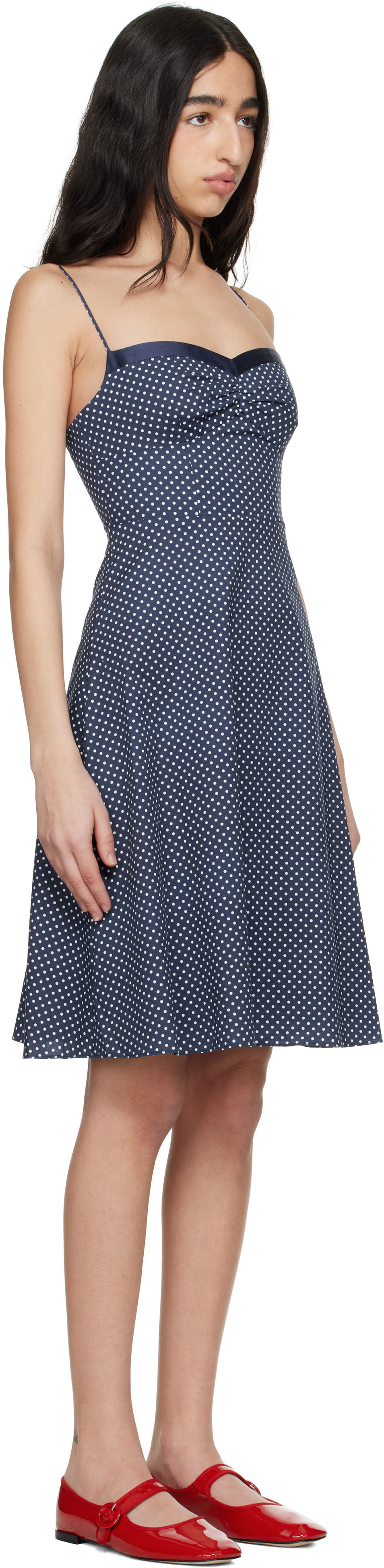 Klä GUIZIO Guizio Margaux Polka Dot Midi Dress Mörkblå | S25422W089, 1