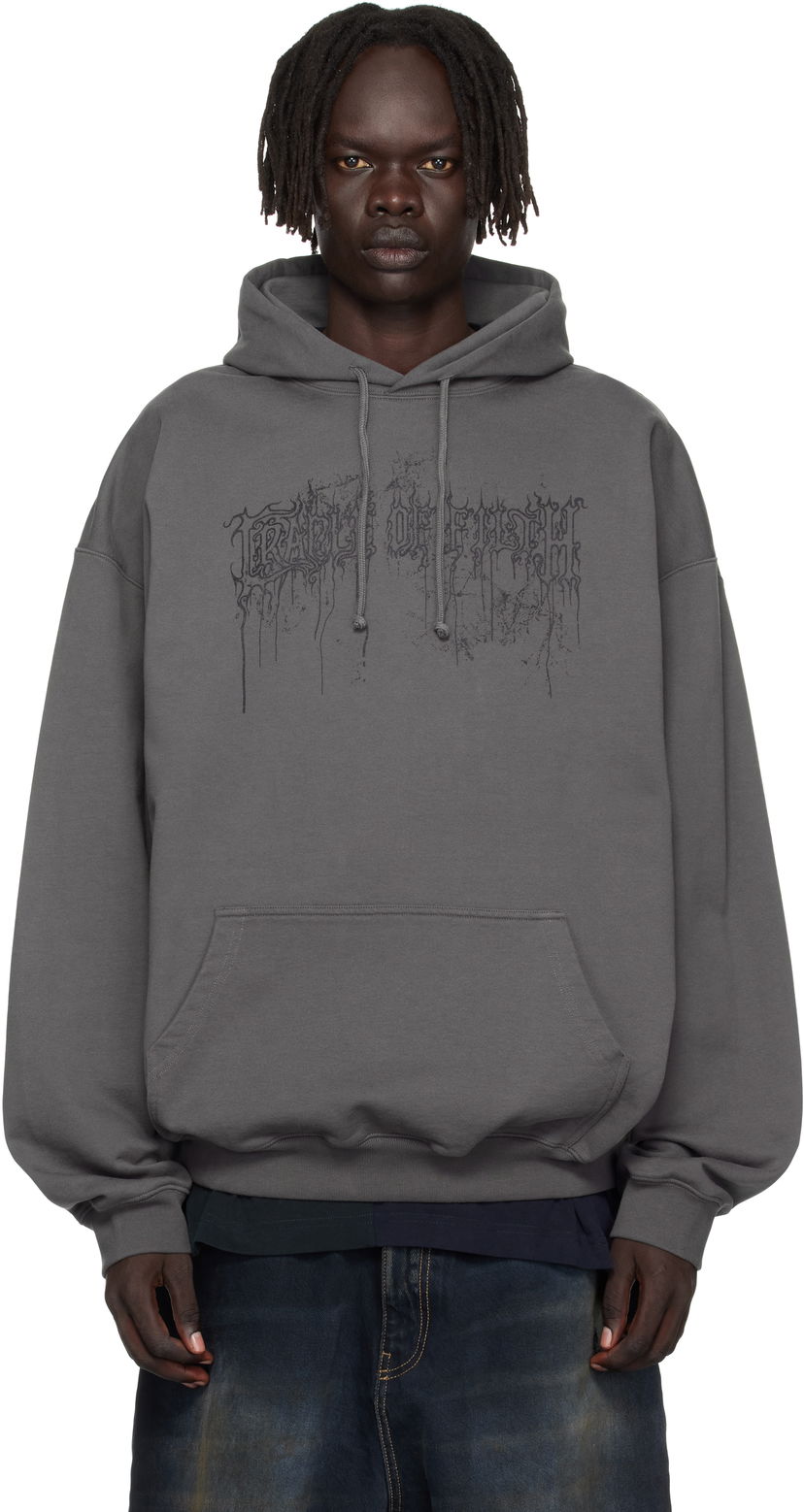 Sweatshirt VETEMENTS Vetements Cradle of Filth Dripped Logo Oversized Hoodie Grå | UCF76HD400M
