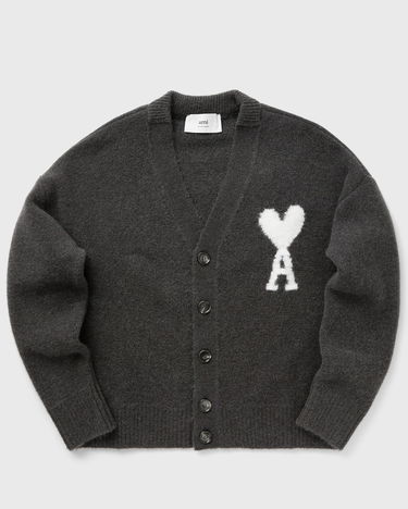 Sweater AMI Paris CARDIGAN DE COEUR ECRU Grå | UKC025.KN0032-061, 0