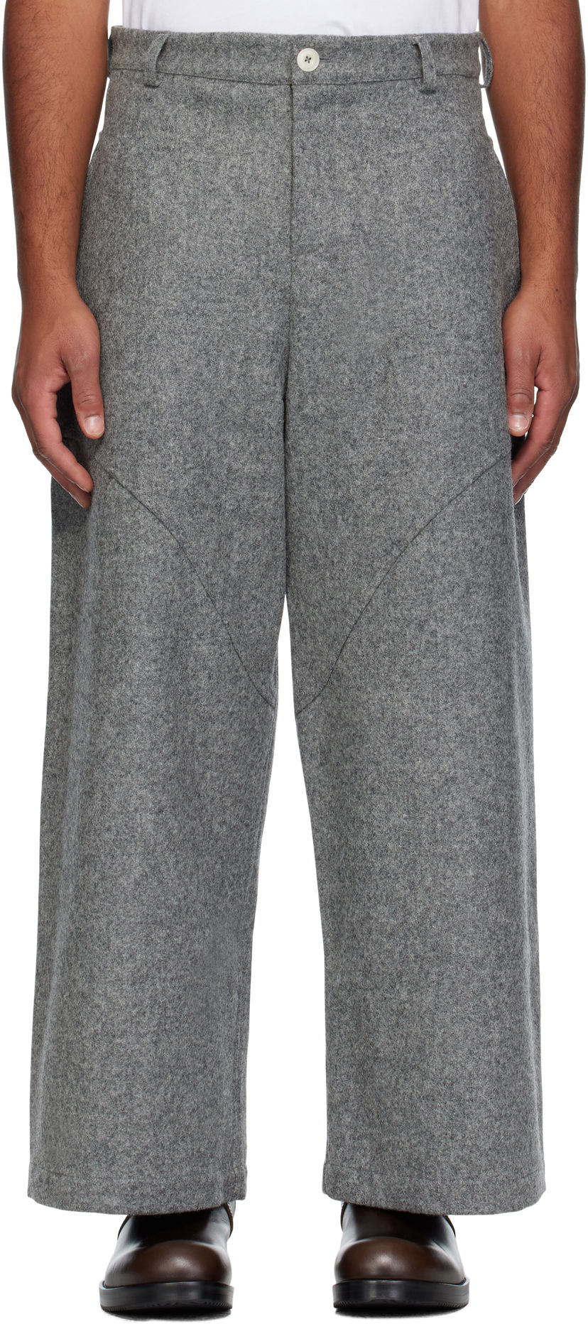 Byxor sage NATION SAGE NATION Wool Carpenter Trousers Grå | S039 CARPENTER TROUSER WOOL MA
