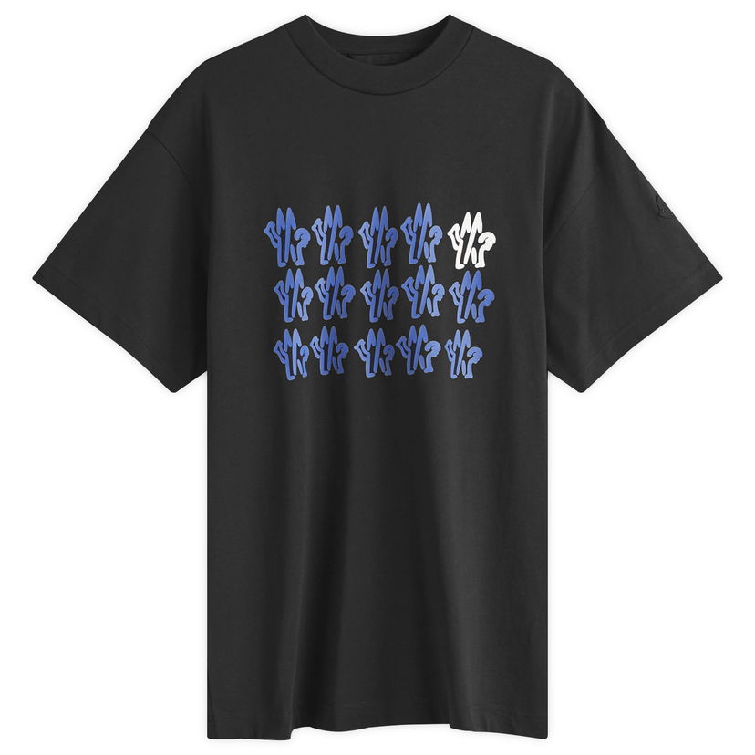 T-shirt Moncler Text Logo T-Shirt Svart | 8C000-51-89AJS-998