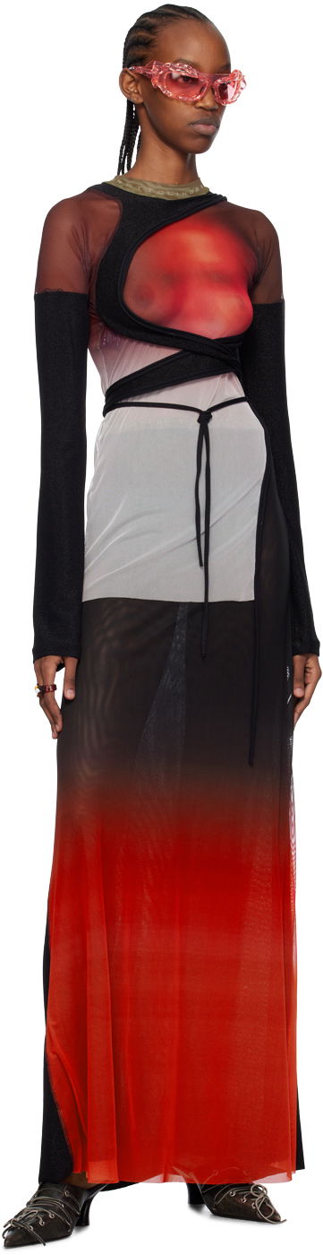 Kjol Ottolinger Ottolinger Semi-Sheer Maxi Skirt Röd | 103202, 3