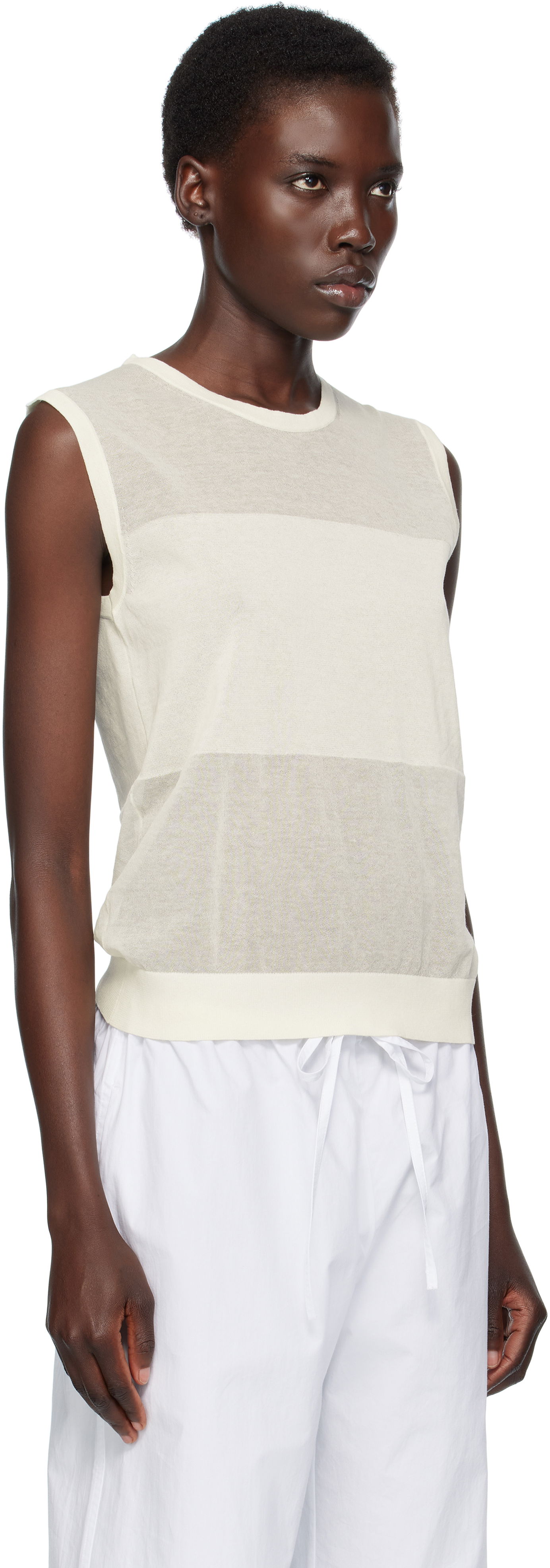 Linne Loulou de Saison Loulou de Saison Anita Sleeveless Striped Top Vit | ANITA, 1