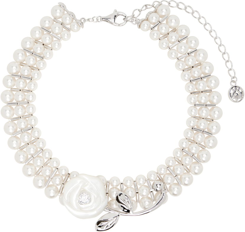 Halsband SHUSHU/TONG SHUSHU/TONG YVMIN Edition Rose Layers Pearl Necklace Vit | 25603SLV00NN