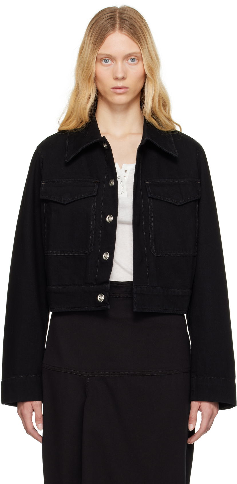 Jacka LEMAIRE Lemaire Two Pocket Cropped Denim Jacket Svart | OW1139 LD1031
